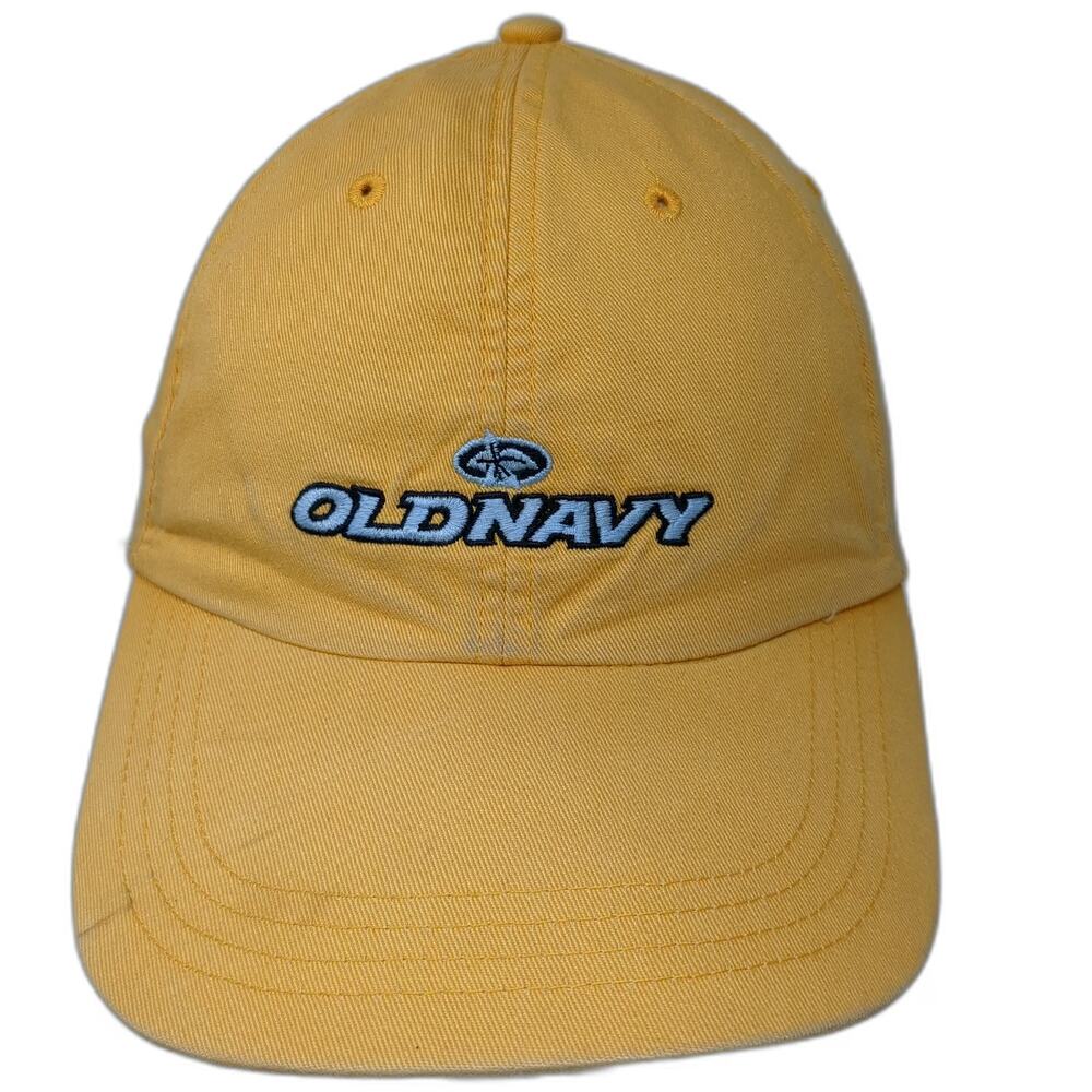 Old Navy Baseball Cap Yellow XL Embroidered Logo Slideback Cotton Adjustable Hat